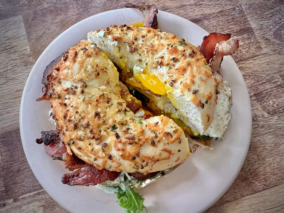 Breakfast Bagel with Humboldt Fog